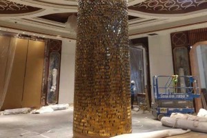Custom made precious stone and metallic gold mosaic for Main Gaming Casino project in Vietnam